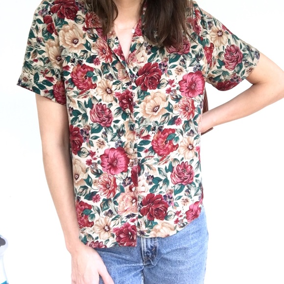 Vintage floral rayon button down - Picture 10 of 13